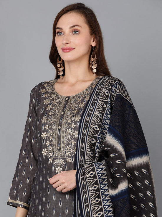 Ahika Women Silk Blend Ethnic Printed Kurta