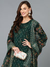 Organza Green Floral Printed Straight Suit Set