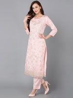 Ahika Women Organza Embroidered Kurta Trousers With