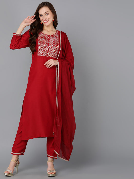 Ahika Women Yoke Design Kurta Trousers With