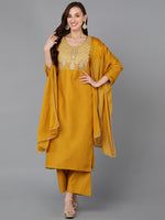 Ahika Women Silk Blend Yoke Design Kurta