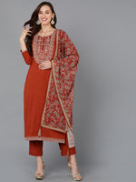 Ahika Women Silk Blend Yoke Design Kurta