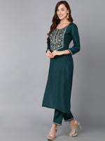 Ahika Women Silk Blend Yoke Design Kurta