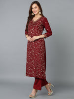 Ahika Women Silk Blend Embroidered Ethnic Kurta