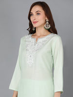 Ahika Women Silk Blend Embroidered Kurta Palazzos