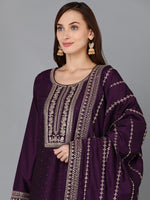 Ahika Women Silk Blend Embroidered Kurta Palazzos