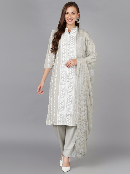 Ahika Women Silk Blend Embroidered Ethnic Kurta