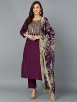 Ahika Women Silk Blend Yoke Design Kurta