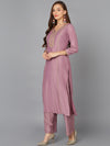 Lilac Silk Blend Embroidered Festive wear Suit