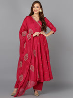 Rani Pink Silk Blend Embroidered Party wear