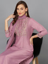 Lilac Silk Blend Embroidered Festive wear Suit