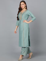 Jade Green Silk Blend Embroidered Festive wear