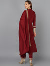 Maroon Silk Blend Embroidered Festive wear Suit