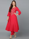 Ruby Pink Silk Blend Embroidered Party wear