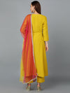 Silk Blend Amber Yellow Embroidered Anarkali Festive