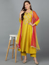 Silk Blend Amber Yellow Embroidered Anarkali Festive