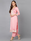 Flamingo Pink Silk Blend EmbroideredParty wear Suit