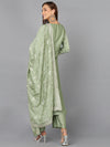 Silk Blend Sage Green Embroidered Party wear