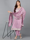 Lilac Silk Blend Embroidered Party wear Suit