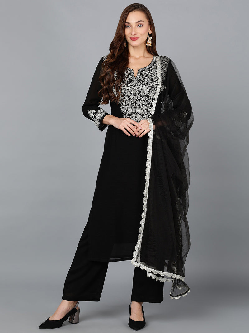Silk Blend Embroidered Party wear Suit Set