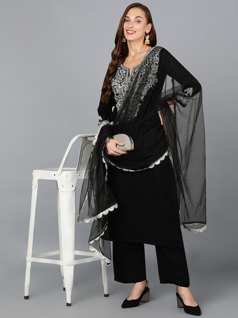 Black Kivia Cotton Suit Set | Suits for women indian, Stylish dresses,  Ethnic wear designer