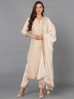 Silk Blend Peach Jacquard Festive wear Suit