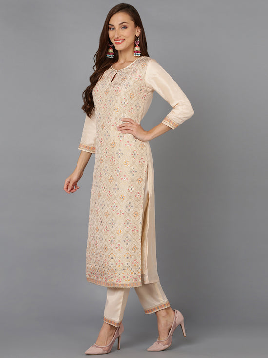 Silk Blend Peach Jacquard Festive wear Suit