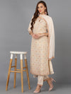 Silk Blend Peach Jacquard Festive wear Suit