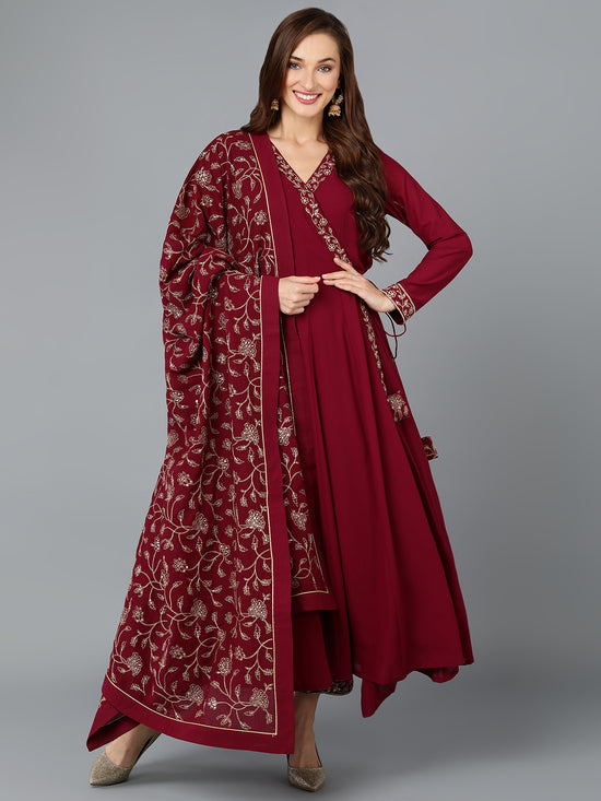 Fuschia Georgette Angrakha Pant With Dupatta PKSKD1911