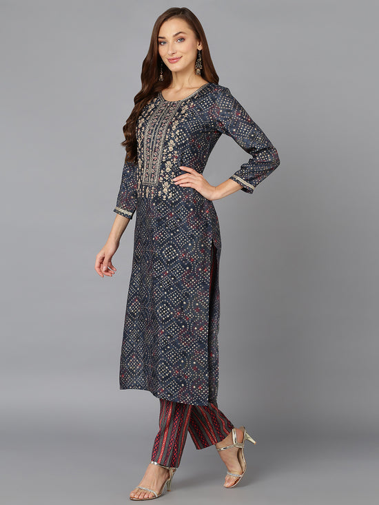 Cobalt Blue Silk Blend Kurta Pant With