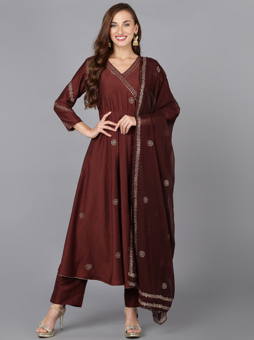 Chocolate Brown Silk Blend Umbrella Cut Rogan