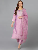 Lavender Silk Blend Straight Kurta Pant With