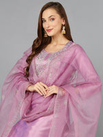 Lavender Silk Blend Straight Kurta Pant With