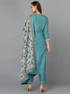 Sea-Green Straight Kurta Pant With Dupatta PKSKD1921