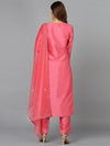 Pink Silk Blend Straight Kurta Pant With