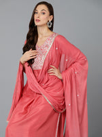 Silk Blend Blush Pink Straight Kurta Pant