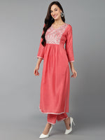 Silk Blend Blush Pink Straight Kurta Pant