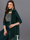 Silk Blend Green Rogan Work Straight Kurta