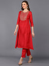 Silk Blend Pink Flared Kurta Pant With