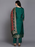 Viscose Rayon Bottle Green Straight Kurta Pant