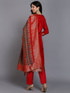 Viscose Rayon Red Embroidered Straight Kurta Pant