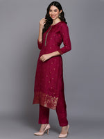 Viscose Rayon Purple Embroidered Straight Kurta Pant