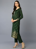 Silk Blend Green Embroidered Straight Kurta Pant