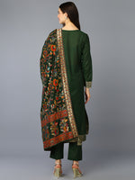 Silk Blend Green Embroidered Straight Kurta Pant