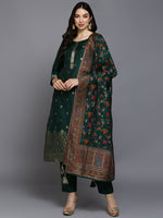 Silk Blend Green Jacquard Straight Kurta Pant