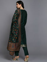 Silk Blend Green Jacquard Straight Kurta Pant