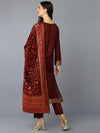 Silk Blend Maroon Jacquard Straight Kurta Pant