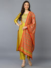 Silk Blend Yellow Printed Straight Kurta Pant