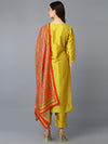 Silk Blend Yellow Printed Straight Kurta Pant