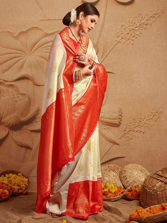 Sareemall Off White Zari Women Saree